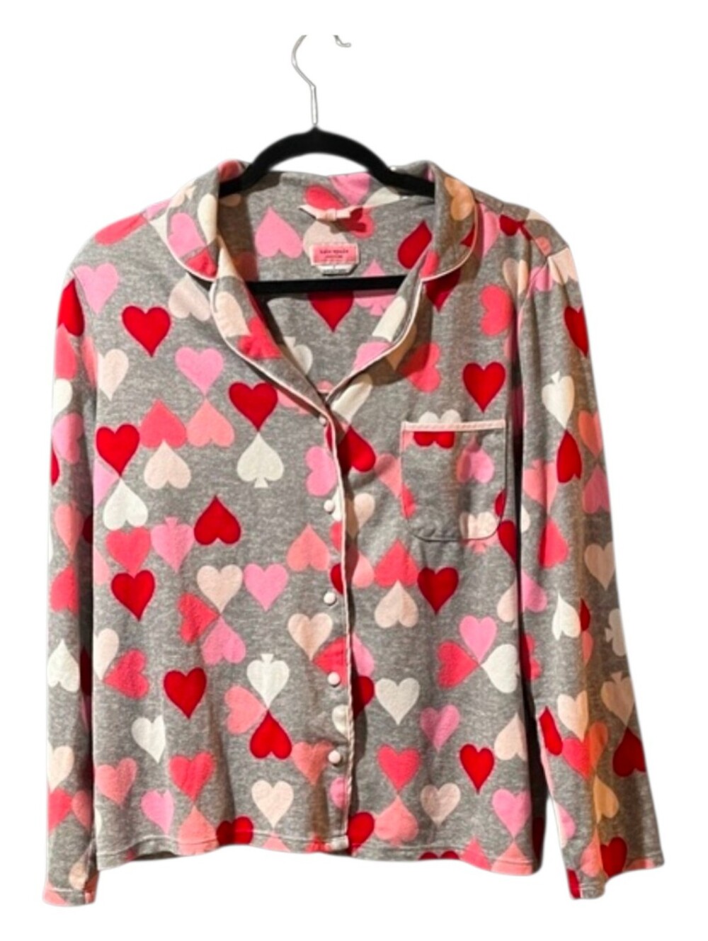 Kate Spade New York Heart & Spade 2pc Pajama Set Grey And Pink Size Large - Picture 4 of 16